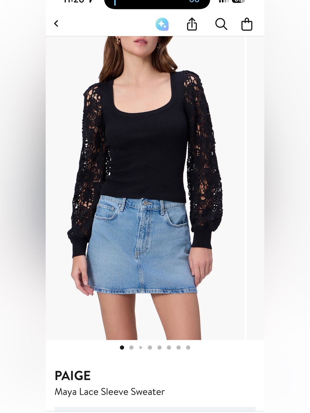 Paige Maya Black Lace Sleeve Sweater Women’s Small Romance Feminine